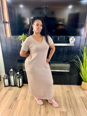 HAVANA V-Neck Short Sleeve Maxi Dress