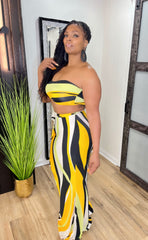 MAUI Striped Color Block Two-Piece Tube Maxi Skirt Set