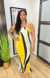 Maui Striped Color Block Tube Maxi Dress