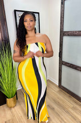 Maui Striped Color Block Tube Maxi Dress