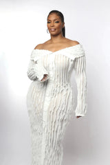 INDIA Sexy Off the Shoulder Mesh Ruffle Dress