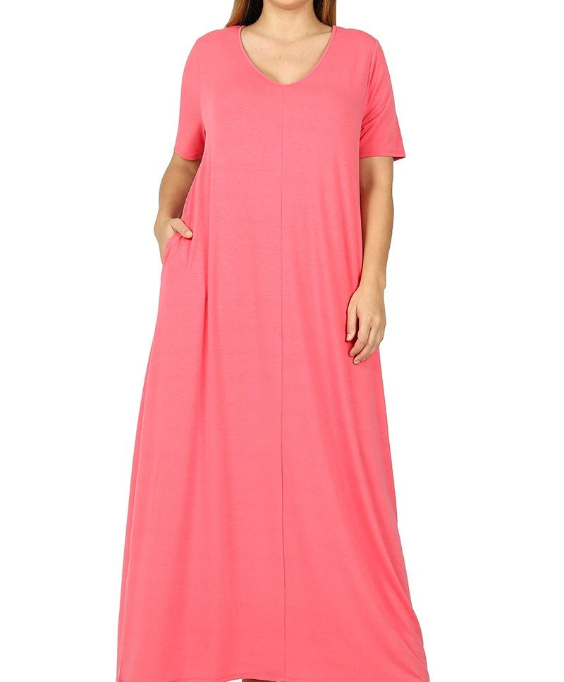HAVANA V-Neck Short Sleeve Maxi Dress